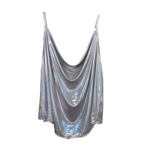Torrid Cowl Cami Tank Womens 4X Liquid Shine Silver Iridescent Metallic Strappy